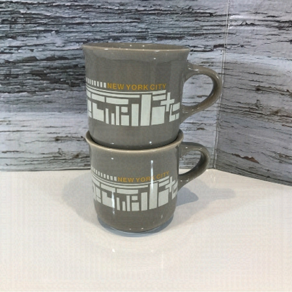 FISHS Eddy Take 5 Grey New York City Coffee Mug Cup Set of 2